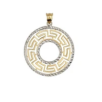 10K Gold Greek Key Circle Pendant – Diamond-Cut Finish | Doucet Latendresse