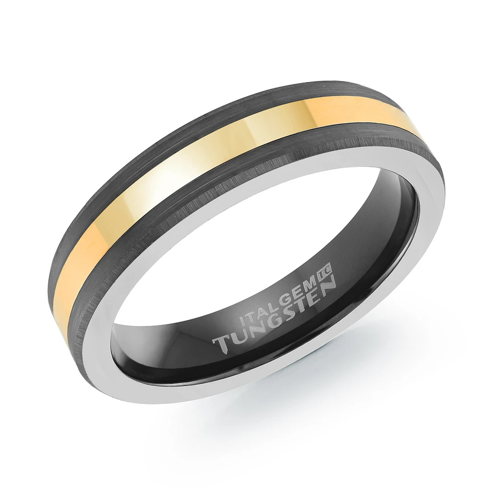 Tungsten Band with Gold-Tone Center | Doucet Latendresse