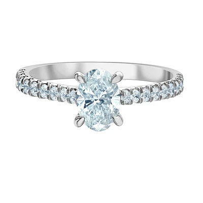 Women's Engagement Ring - Lab Grown Diamond - 14k White Gold. Color: white | Doucet Latendresse