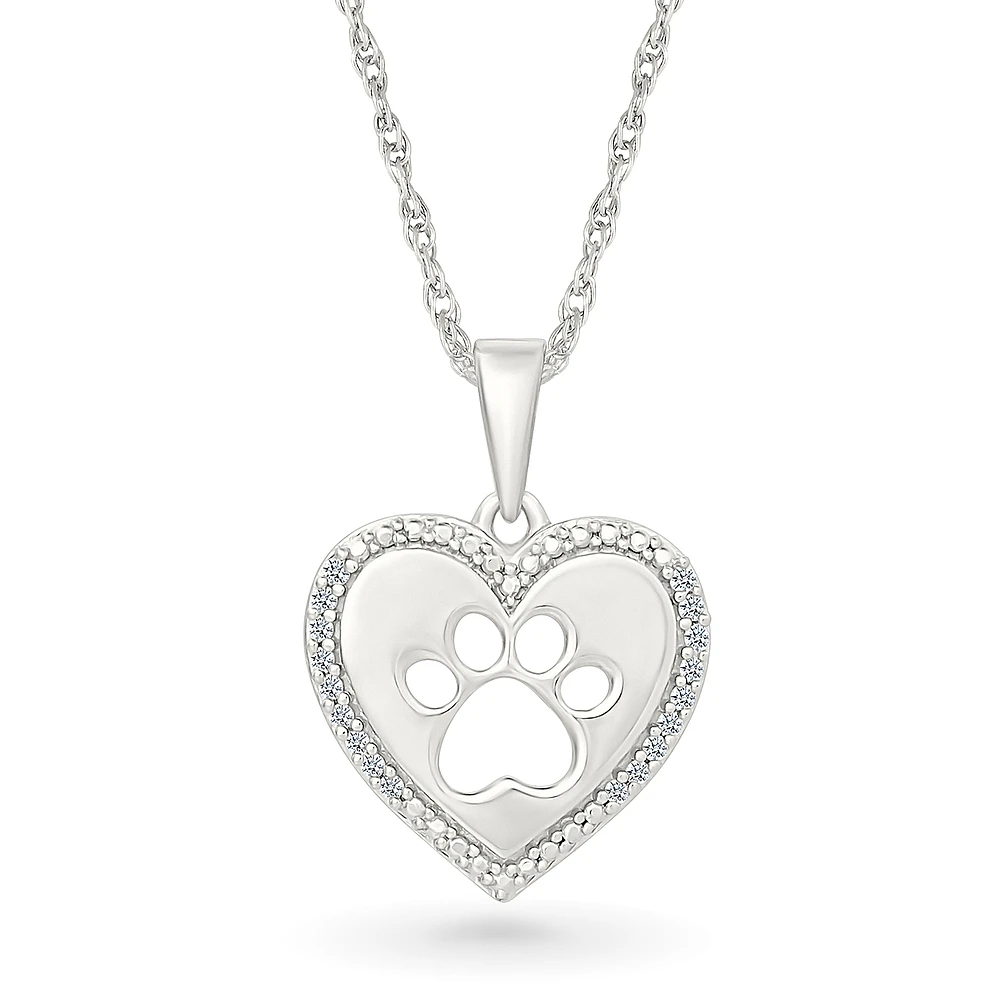 Collier pendentif patte pour femme en Argent.925 & Diamants total 0.050 carat. Color: blanc | Doucet Latendresse