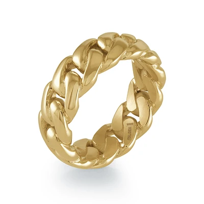Men's Gold-Tone Stainless Steel Cuban Link Ring – 8mm. Color: yellow | Doucet Latendresse