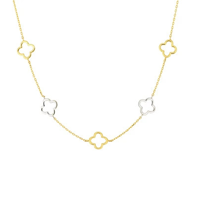 Collier à Motifs Trèfle en Or 10K 2 Tons | Doucet Latendresse