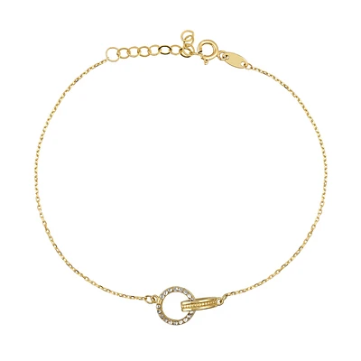 10K 2-Tone Gold Bracelet - Circle of Life Charm. Color: yellow | Doucet Latendresse
