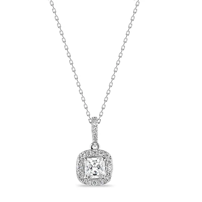 Collier pendentif en argent sterling avec zircon cubiques. Color: argent | Doucet Latendresse