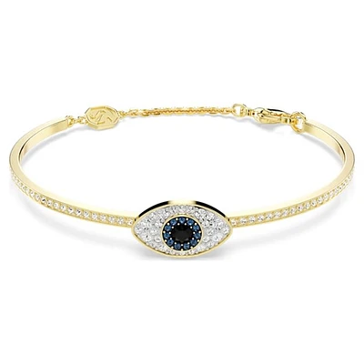 Gold Plated Evil Eye Crystal Bangle Bracelet. Color: yellow | Doucet Latendresse