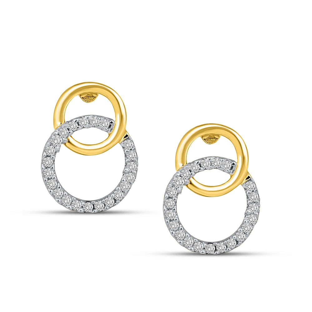 10K Gold Interlocking Circle Earrings with Diamonds | Doucet Latendresse
