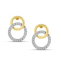 10K Gold Interlocking Circle Earrings with Diamonds | Doucet Latendresse