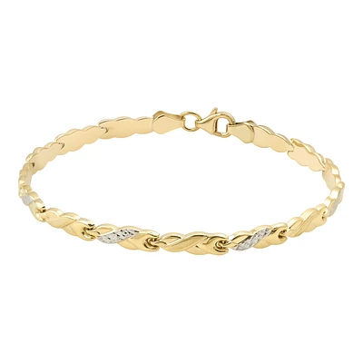 10K Gold Twist Link Bracelet with White Gold Accents | Doucet Latendresse