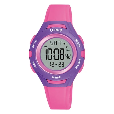 Montre Lorus  pour enfant lcd chronographe numerique bracelet rose | Doucet Latendresse