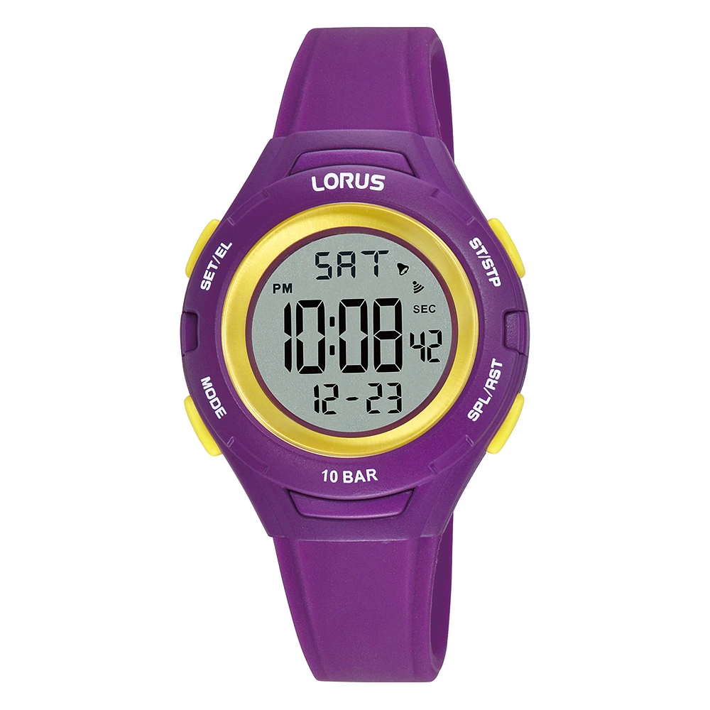 Lorus Purple Digital Sports Watch – 10 BAR, Alarm & Chronograph | Doucet Latendresse