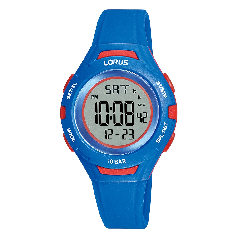 Lorus children's watch digital chronograph blue strap | Doucet Latendresse