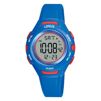 Montre Lorus pour enfant chronographe numerique bracelet bleu | Doucet Latendresse