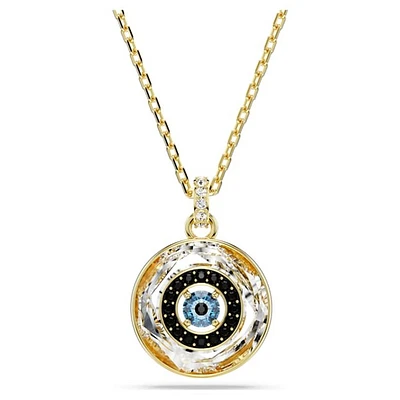 Gold Plated Evil Eye Pendant Necklace with Crystals. Color: yellow | Doucet Latendresse