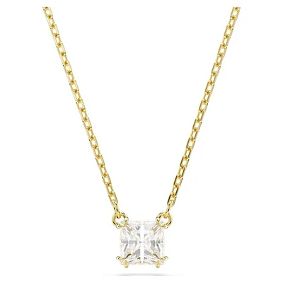 Gold Plated Solitaire Pendant Necklace with Crystal. Color: yellow | Doucet Latendresse