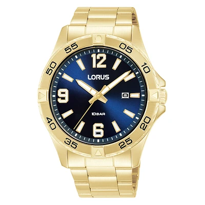Lorus men's watch yellow steel blue dial | Doucet Latendresse