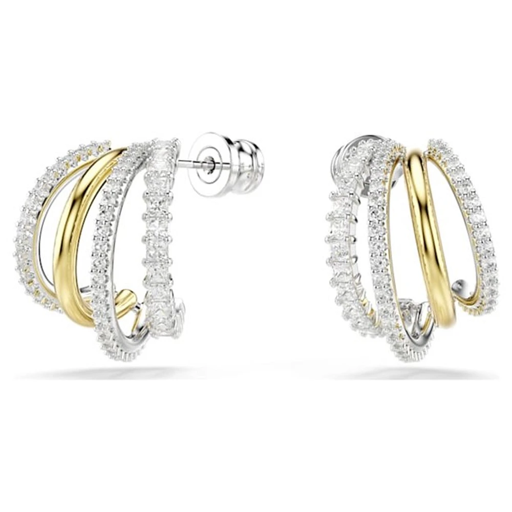 Boucles d’Oreilles Anneaux Triples en Métaux Mixtes avec Cristaux | Doucet Latendresse