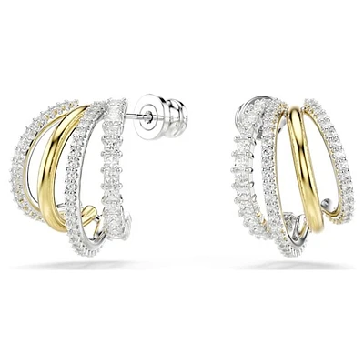 Boucles d’Oreilles Anneaux Triples en Métaux Mixtes avec Cristaux | Doucet Latendresse