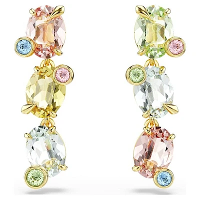 Boucles d’Oreilles Pendantes Plaquées Or avec Cristaux Multicolores. Color: jaune | Doucet Latendresse
