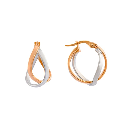 Boucles d’Oreilles Anneaux Torsadés en Or Bicolore 10K. Color: 2 tons | Doucet Latendresse