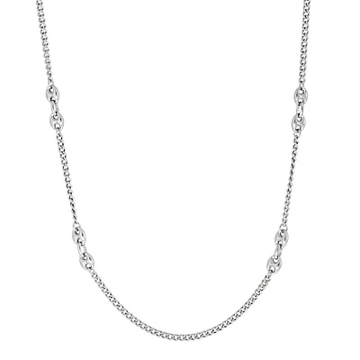 Collier en Argent Sterling à Maillons avec Fini Rhodium. Color: blanc | Doucet Latendresse