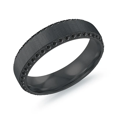 Men's Black Stainless Steel Ring with Black Cubic Zirconia – 6mm. Color: black | Doucet Latendresse
