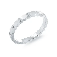 Stainless Steel Hexagonal Band Ring with Cubic Zirconia Accents | Doucet Latendresse
