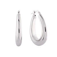 Sterling Silver Teardrop Hoop Earrings with Rhodium Finish | Doucet Latendresse