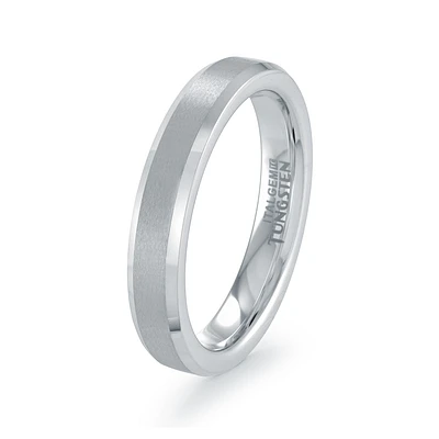 Brushed Tungsten Ring with Polished Edges – 4mm. Color: gray | Doucet Latendresse