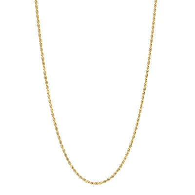 Gold Tone Stainless Steel Rope Chain Necklace – 2mm, 18