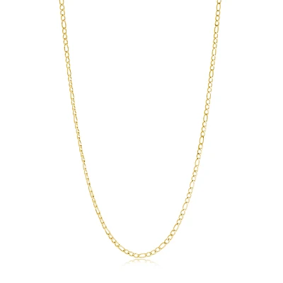 Gold Tone Stainless Steel Figaro Chain Necklace – 3mm, 18