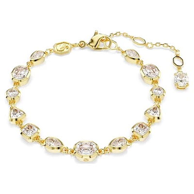 Gold Tone Crystal Fancy Cut Bezel Bracelet – Adjustable. Color: yellow | Doucet Latendresse