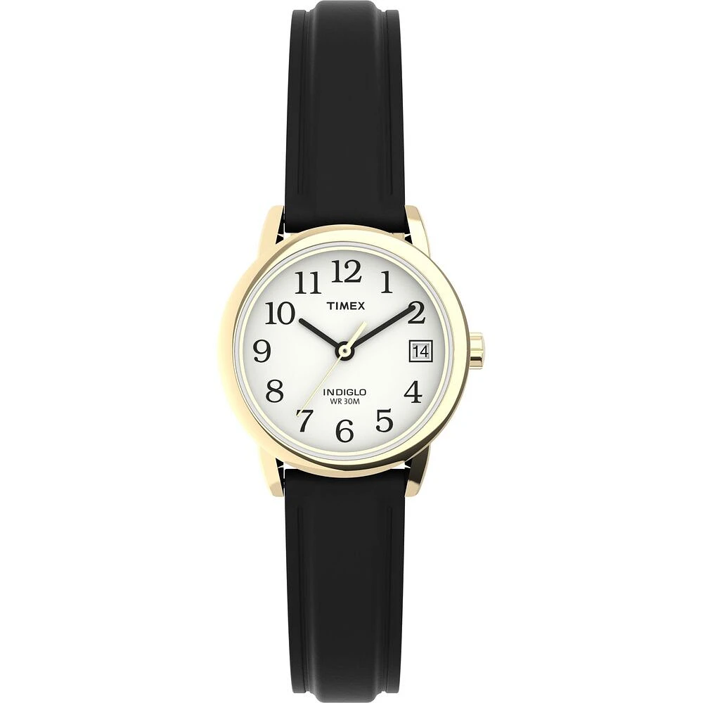 Timex Gold Tone Watch with Black Resin Strap – 25mm, INDIGLO, Date | Doucet Latendresse