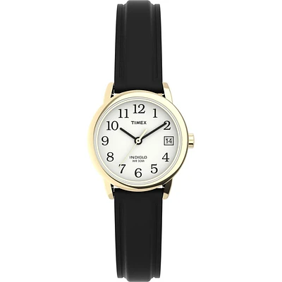 Montre Timex Dorée avec Bracelet en Résine Noire – 25mm, INDIGLO, Date | Doucet Latendresse