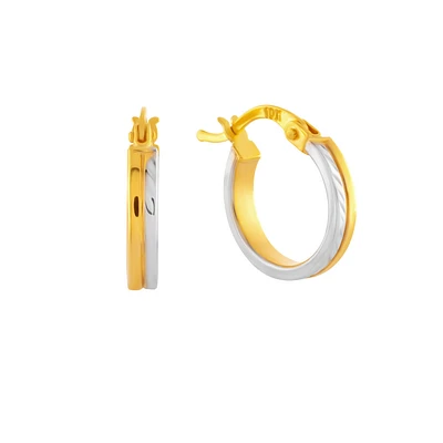 10K Two-Tone Gold 10mm Huggie Earrings. Color: 2 tone | Doucet Latendresse