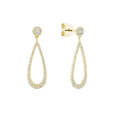 14K Yellow Gold Teardrop Diamond Drop Earrings. Color: yellow | Doucet Latendresse