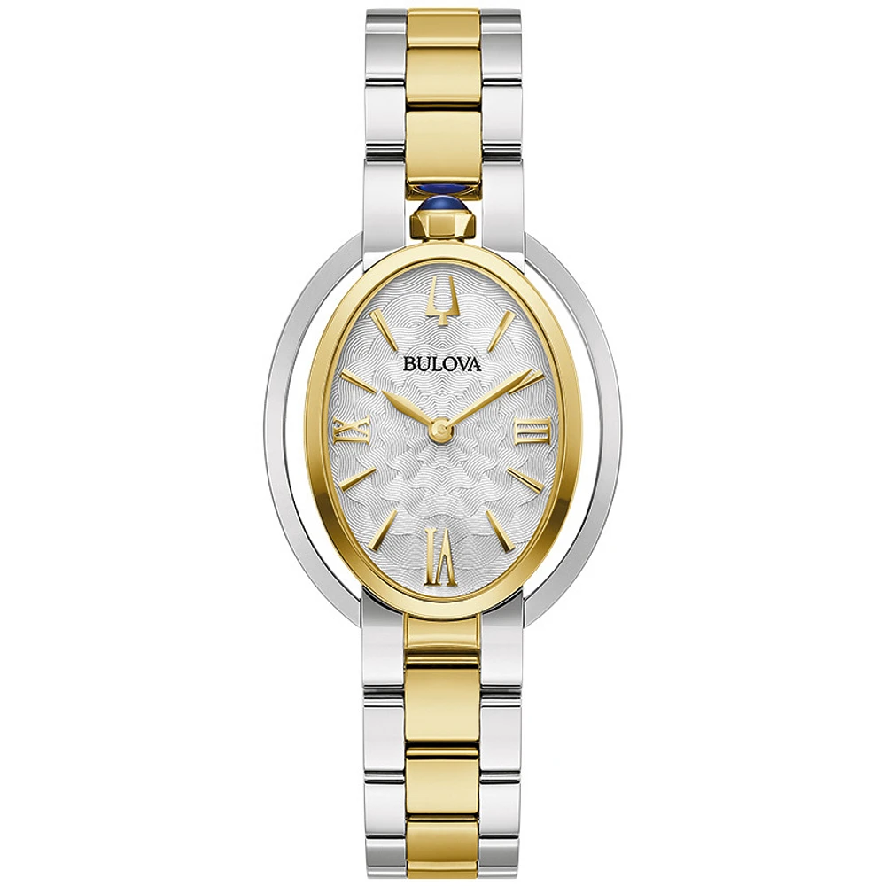 Montre Ovale Bulova en Acier Inoxydable Deux Tons – Cadran Argenté 28,8 mm | Doucet Latendresse