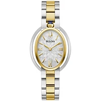 Montre Ovale Bulova en Acier Inoxydable Deux Tons – Cadran Argenté 28,8 mm | Doucet Latendresse
