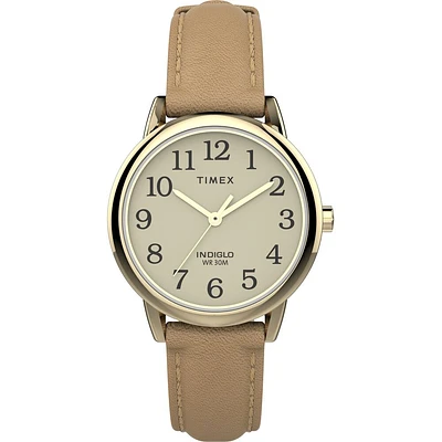 Montre Timex Dorée avec Bracelet en Cuir Beige – Cadran Crème 30 mm | Doucet Latendresse