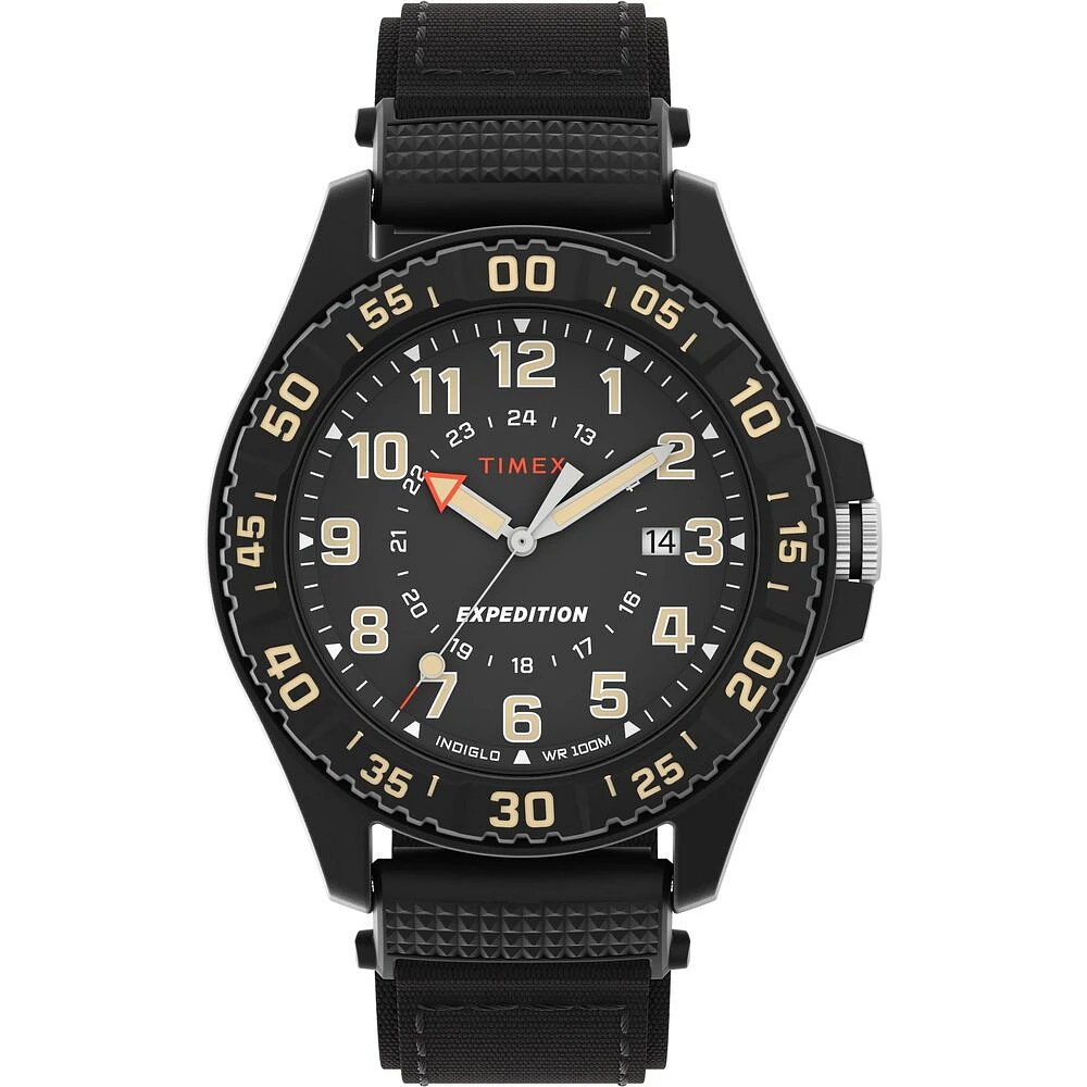 Timex Expedition Acadia Rugged Black Resin Watch – 42 mm, INDIGLO, 100 M | Doucet Latendresse