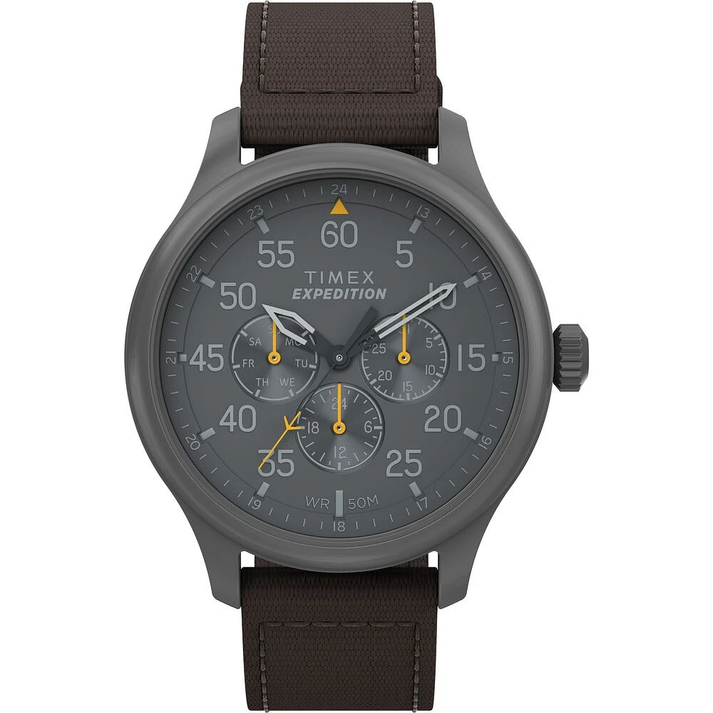 Timex Expedition Field Chronograph Watch – 43mm Grey Dial, Black Fabric Strap | Doucet Latendresse