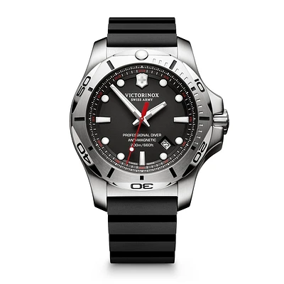 Victorinox Stainless Steel Professional Diver Watch with Black Rubber Strap – 43mm | Doucet Latendresse