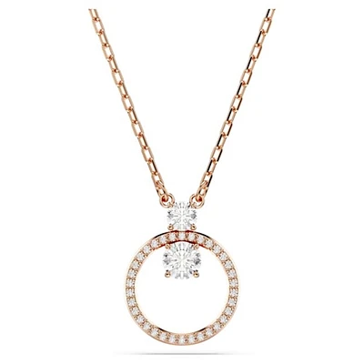 Collier Pendentif Rond en Cristal et Ton Or Rose Swarovski – 38-45 cm. Color: rose | Doucet Latendresse