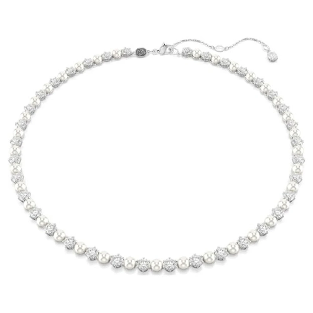 Collier Swarovski Argenté avec Perles et Cristaux – 38–45 cm. Color: blanc | Doucet Latendresse