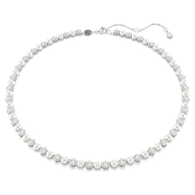 Collier Swarovski Argenté avec Perles et Cristaux – 38–45 cm. Color: blanc | Doucet Latendresse