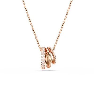 Collier Pendentif Swarovski Plaqué Or Rose avec Anneaux Entrelacés en Cristaux Blancs – 14