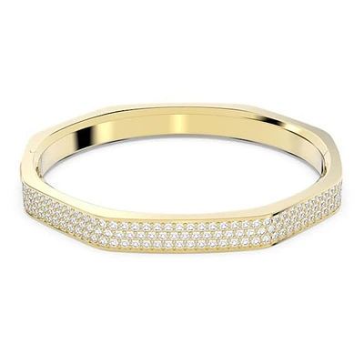 Bracelet Rigide Octogonal Swarovski Dextera Ton Doré avec Cristaux Pavé – 6.5