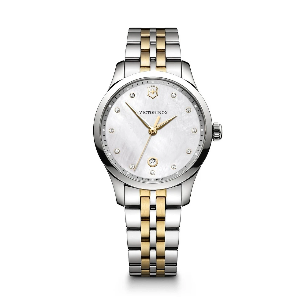 Montre Victorinox Alliance 35mm en Acier Inoxydable 2 Tons – Cadran Nacré avec Marqueurs en Diamants | Doucet Latendresse