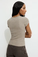 Olive Ribbed Hip T Shirt