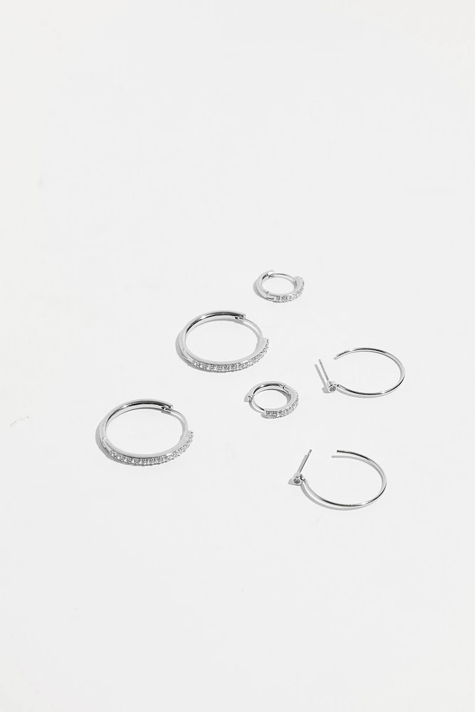 Ensemble de 3 paires d’anneaux d’oreilles ornés de pierres