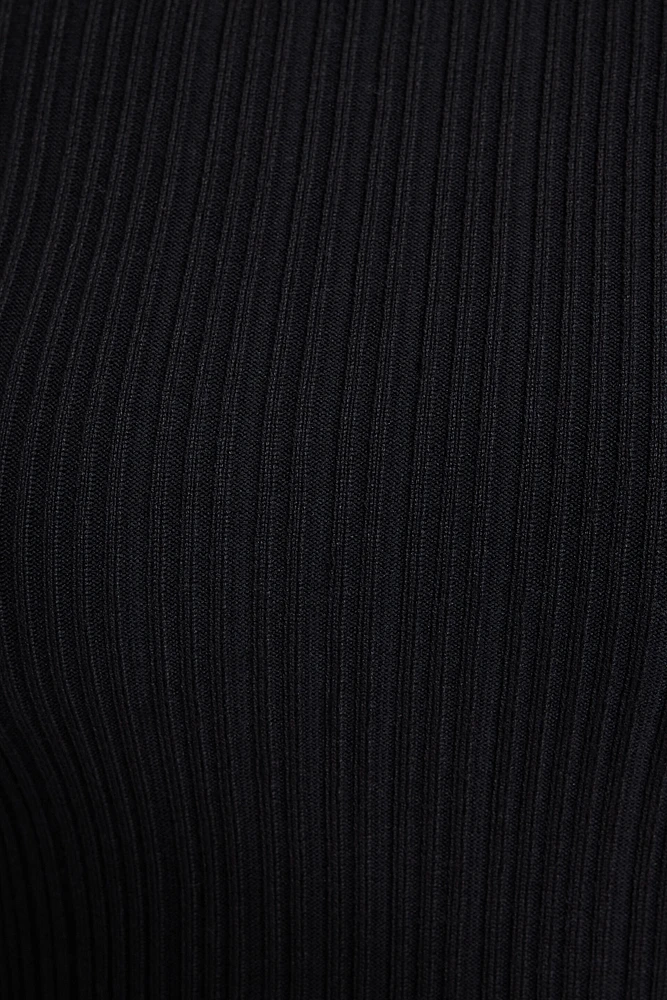 Ribbed Boat Neck Mini Sweater Dress